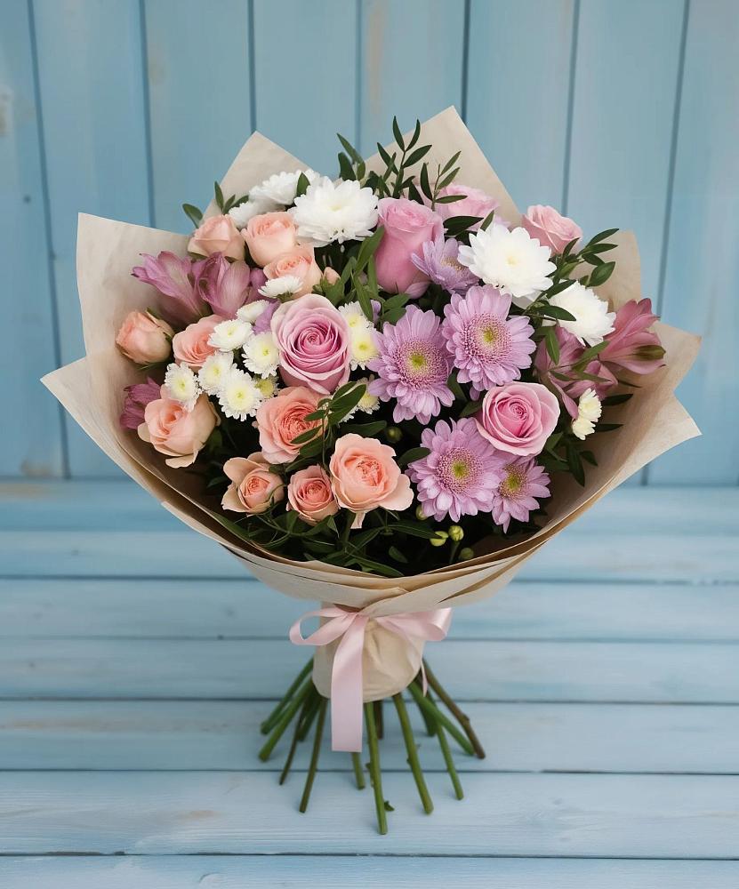 Букет цветов из: Хризантемы, Розы и Альстромерии в Кабехабле