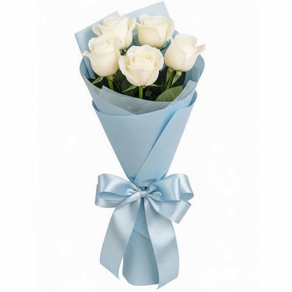Букет 5 Белых роз Проуд в Кабехабле