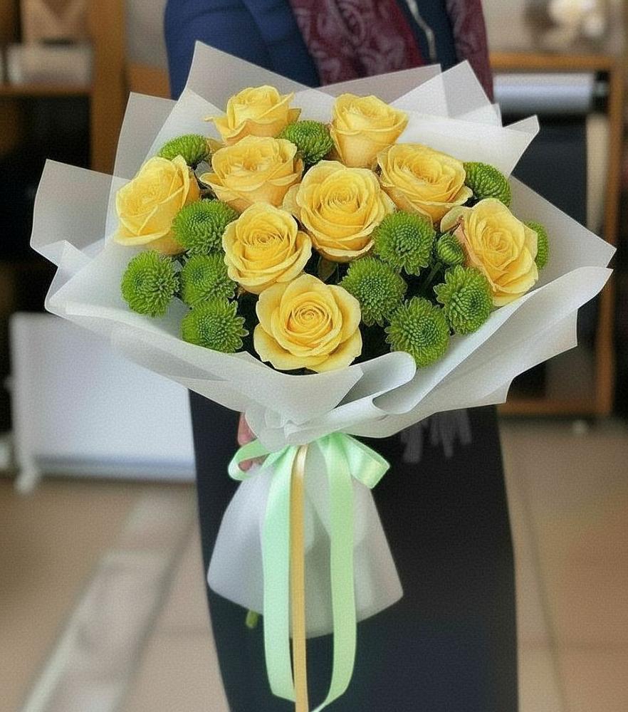 Букет цветов из: Хризантемы и Розы в Кабехабле