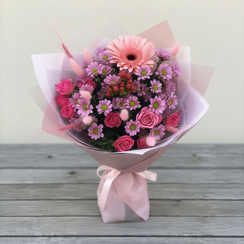 Букет цветов из: Розы, Герберы и Хризантемы в Кабехабле