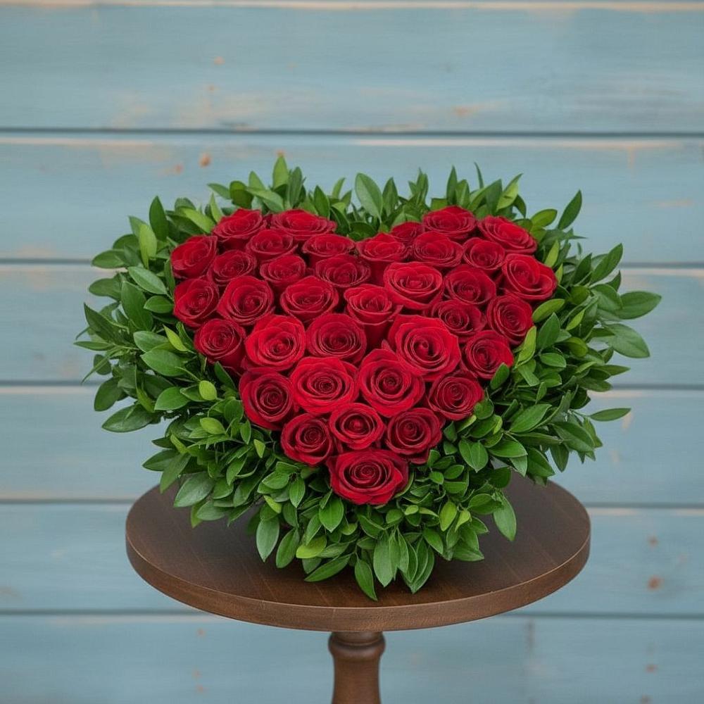 Цветочная композиция из Розы в виде сердца в Кабехабле