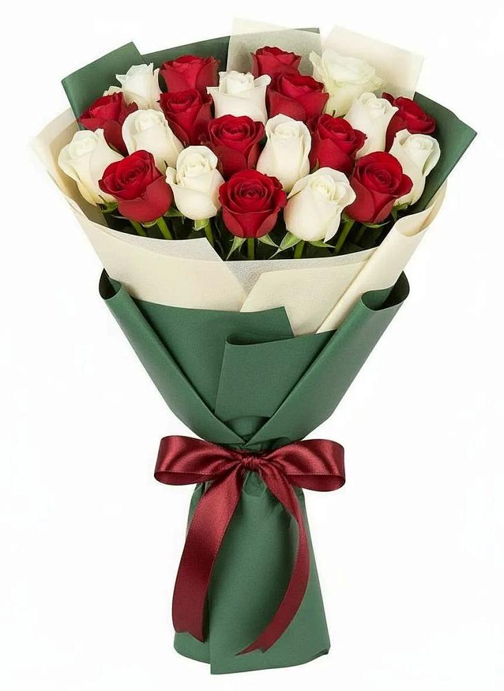 Букет Микс из красных и белых роз в Кабехабле