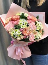 Букет нежные объятья в Кабехабле Букет цветов из: Гвоздики, Розы и Хризантемы в Кабехабле