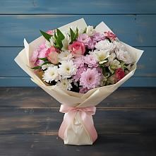 Букет цветов из:  Хризантемы, Альстромерии и Розы #REPLACE_PRED# Кабехабле