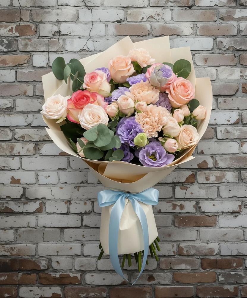 Букет цветов из: Розы, Лизиантусы и Гвоздики в Кабехабле