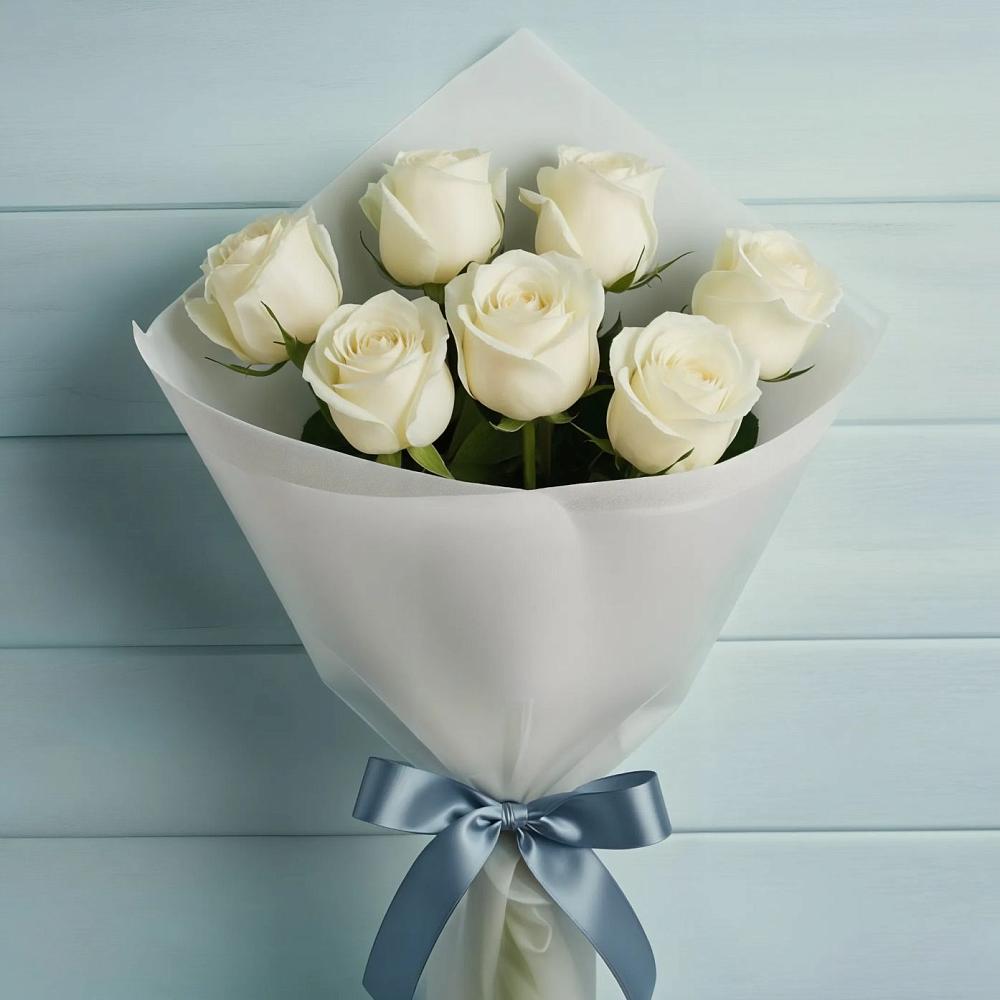 Букет 7 Белых роз Эдлесс Лав в Кабехабле