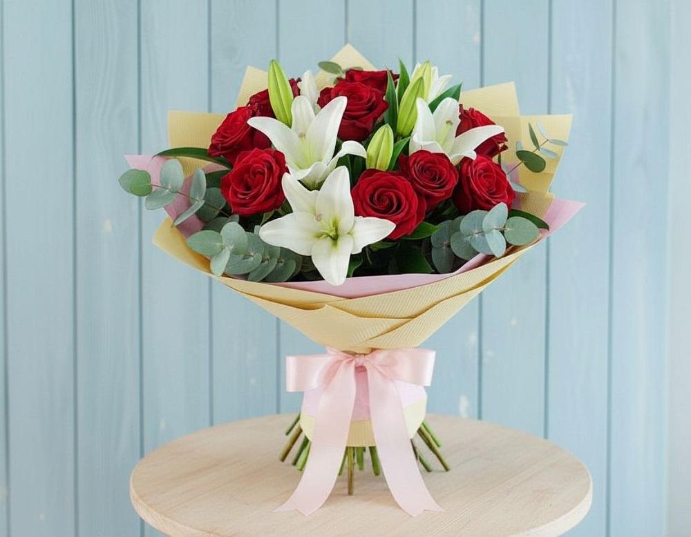 Букет цветов из: Лилии и Розы в Кабехабле