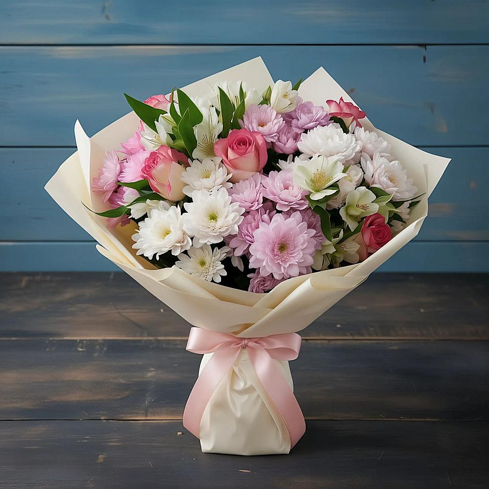 Букет цветов из: Хризантемы, Альстромерии и Розы в Кабехабле